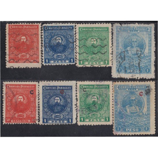 Paraguay 249/56 1925-26 Serie antigua Litografías Gral. Díaz usados