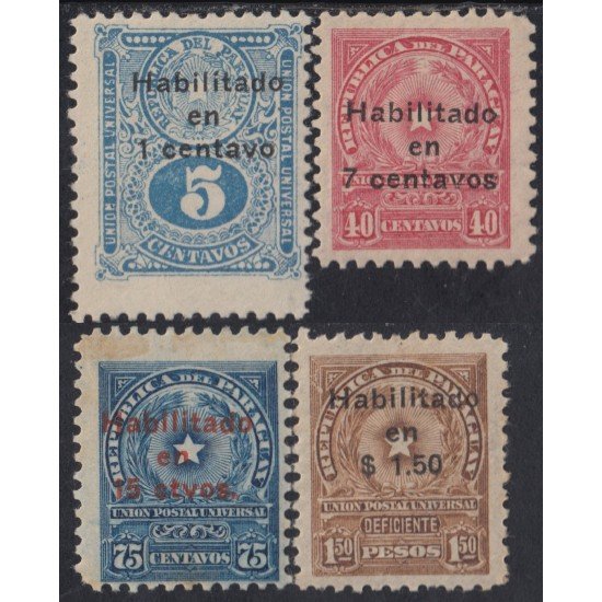 Paraguay 257/60 1926 Timbres de 1910-13 MH Paraguay 257/60 1926 Timbres de 1910-13 MH