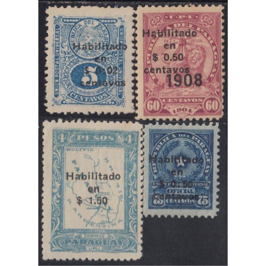 Paraguay 261/64 1927 Timbres de 1908-24 MNH Paraguay 261/64 1927 Timbres de 1908-24 MNH