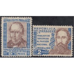 Paraguay 369/70 1939 Carlos Antonio López y José Eduvigis Díaz MNH Paraguay 369/70 1939 Carlos Antonio López y José Eduvigis Díaz MNH