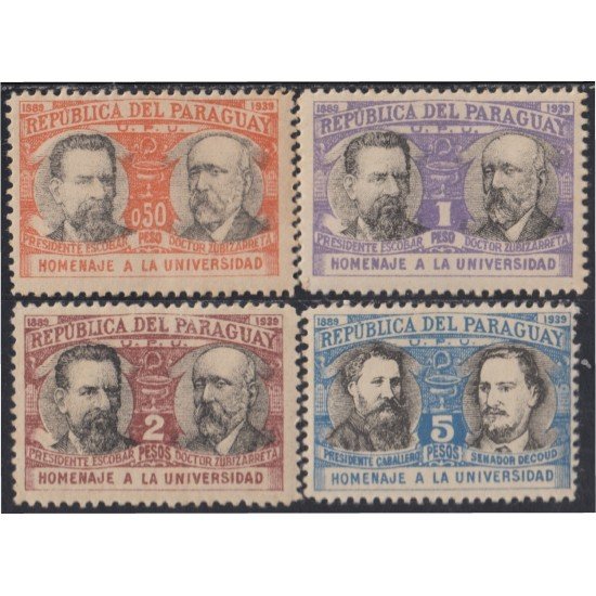 Paraguay 371/74 1939/40 Presidente Escobar y Dr Zubizarreta MH