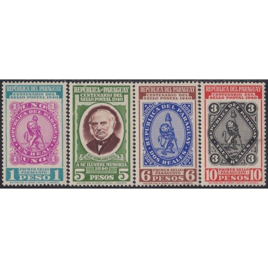 Paraguay 398/01 1940 Sir Rowland Hill centenario del 1º sello postal MNH Paraguay 398/01 1940 Sir Rowland Hill centenario del 1º sello postal MNH