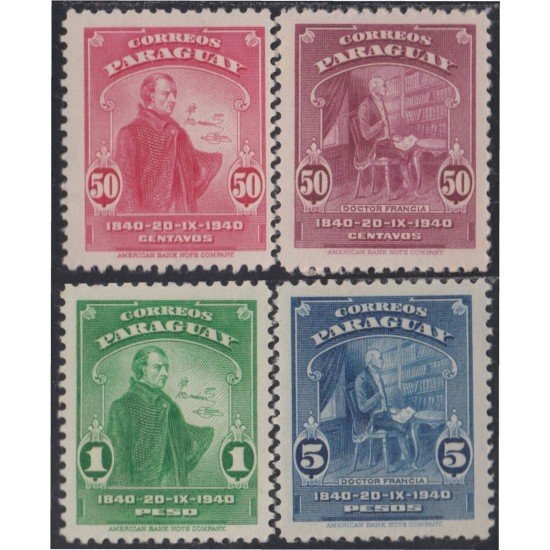 Paraguay 403/06 1940 Centenario de la muerte del Dr José Francia MH Paraguay 403/06 1940 Centenario de la muerte del Dr José Francia MH