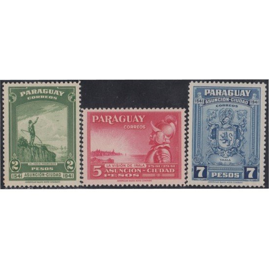 Paraguay 407/09 1941 Ciudad Asunción El indio Francisco e Yrala MNH Paraguay 407/09 1941 Ciudad Asunción El indio Francisco e Yrala MNH