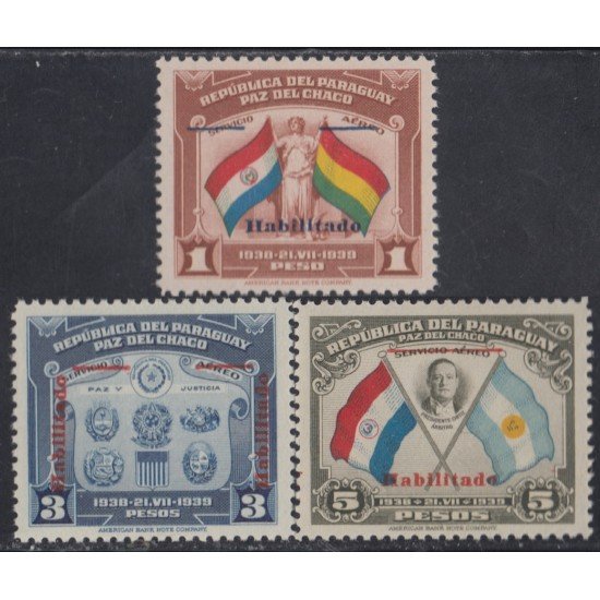 Paraguay 410/12 1941 Paz del Chaco Presidente Vargas Arbitro MH Paraguay 410/12 1941 Paz del Chaco Presidente Vargas Arbitro MH
