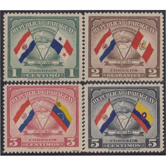 Paraguay 437/40 1945 Confraternidad Visita del Presidente Higino Morinigo MNH Paraguay 437/40 1945 Confraternidad Visita del Presidente Higino Morinigo MNH