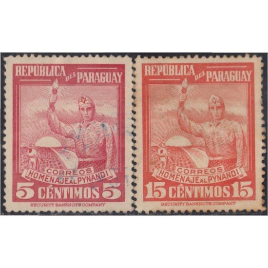 Paraguay 473/74 1948 Homenaje al Pynandi usados Paraguay 473/74 1948 Homenaje al Pynandi usados