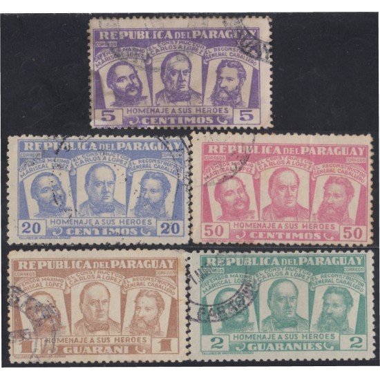 Paraguay 500/04 1954 Héroes Mariscal López Gral. Caballero y Carlos A. López usados Paraguay 500/04 1954 Héroes Mariscal López Gral. Caballero y Carlos A. López usados