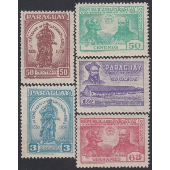Paraguay 545/49 1958 4º Centenario de San Ignacio de Loyola MH Paraguay 545/49 1958 4º Centenario de San Ignacio de Loyola MH