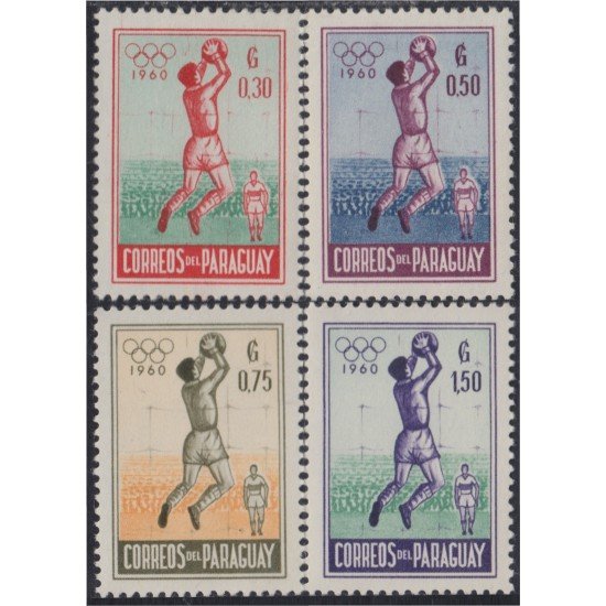 Paraguay 572/75 1960 Juegos olímpicos de Roma Voleibol MNH Paraguay 572/75 1960 Juegos olímpicos de Roma Voleibol MNH