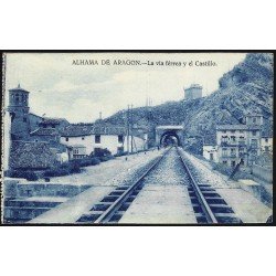 España Spain Postal Antigua Alhama de Aragón - Via Férrea y Castillo España Spain Postal Antigua Alhama de Aragón - Via Férrea y Castillo