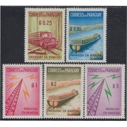 Paraguay 593/97 1961 Medios de transporte y antena de radio MNH Paraguay 593/97 1961 Medios de transporte y antena de radio MNH