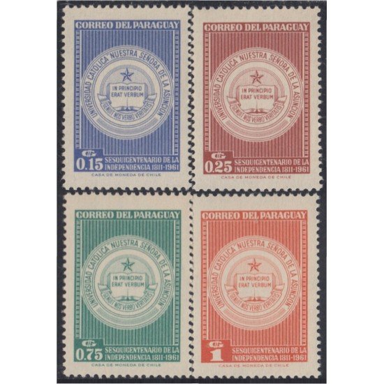 Paraguay 624/27 1961 Universidad Católica Nuestra Señora de la Asunción MNH