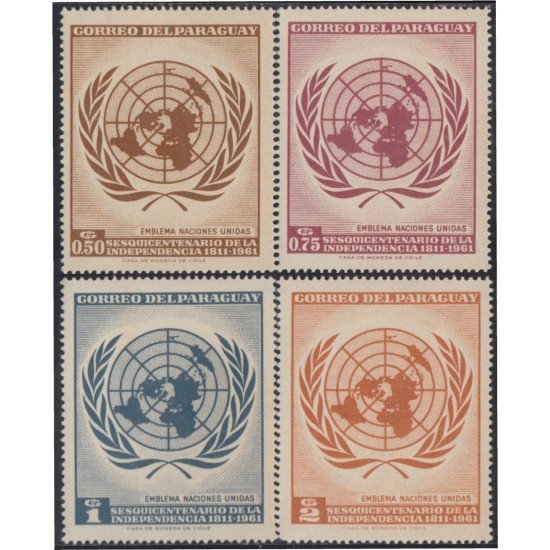 Paraguay 670/73 1962 Emblema de las Naciones Unidas MNH Paraguay 670/73 1962 Emblema de las Naciones Unidas MNH