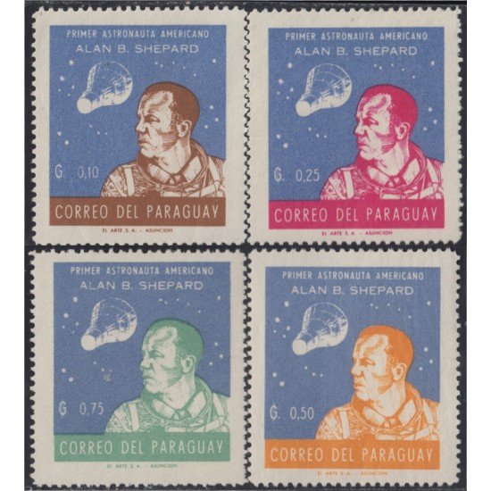Paraguay 689/92 1962 Primer astronauta americano Alan B. Shepard MNH Paraguay 689/92 1962 Primer astronauta americano Alan B. Shepard MNH