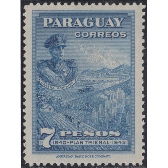 Paraguay 421 1943 Presidente Higino Morinigo MH Paraguay 421 1943 Presidente Higino Morinigo MH