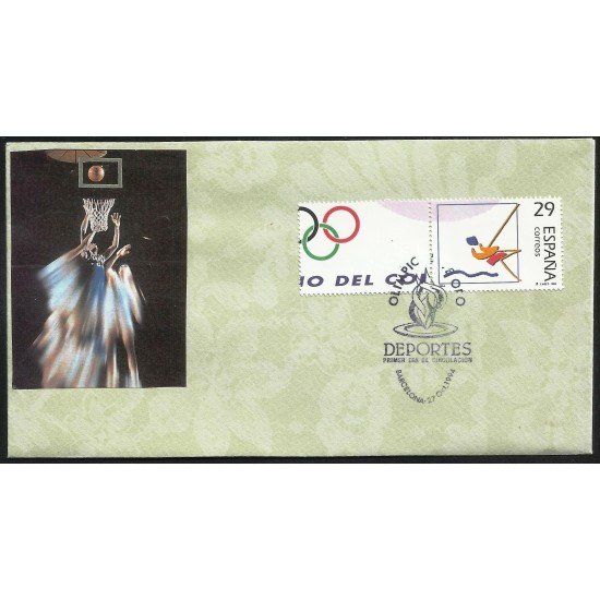 España 3334 1994 con matasello Primer Día Olímpicos de Oro Deportes España 3334 1994 con matasello Primer Día Olímpicos de Oro Deportes
