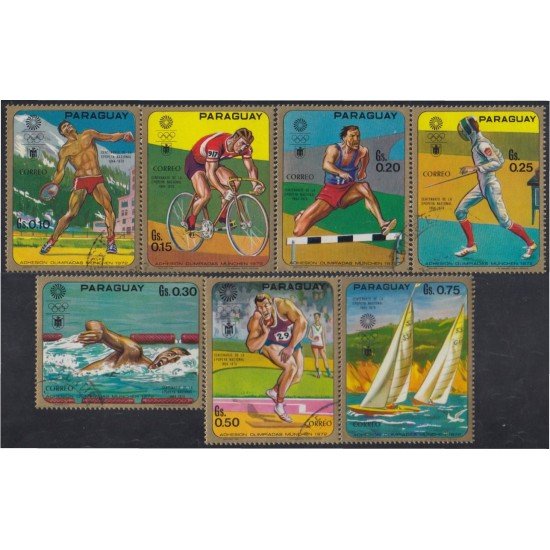 Paraguay 1057/63 1970 Preludio a los Juegos Olímpicos de Munich usados Paraguay 1057/63 1970 Preludio a los Juegos Olímpicos de Munich usados