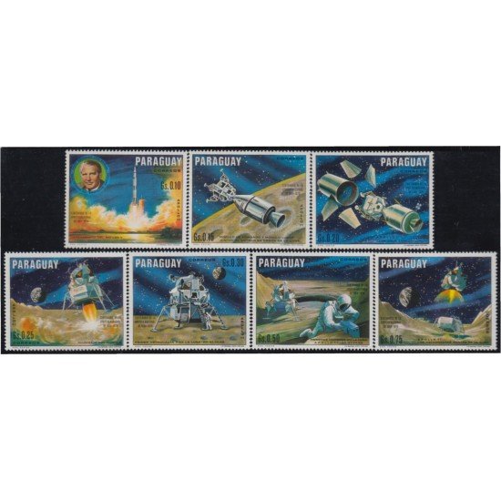 Paraguay 1036/42 1970 Apolo XI Diversas fases MNH Paraguay 1036/42 1970 Apolo XI Diversas fases MNH