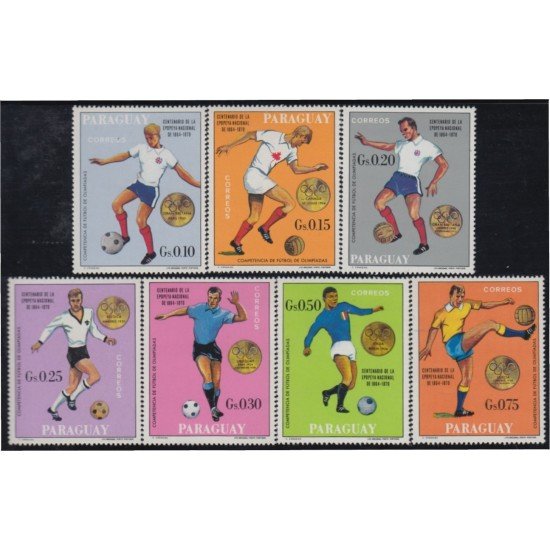 Paraguay 1022/28 1970 Fútbol olímpico Ganadores MNH Paraguay 1022/28 1970 Fútbol olímpico Ganadores MNH