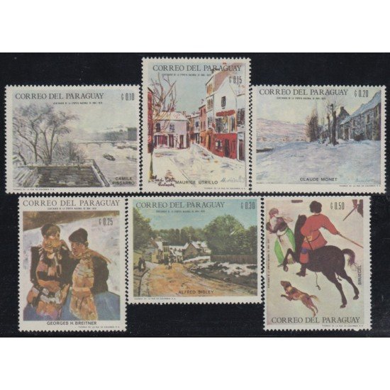 Paraguay 942/47 1968 Pinturas de escenas de Invierno MNH