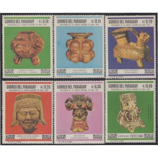 Paraguay 924/29 1967 Arte Precolombino Cerámica MH Paraguay 924/29 1967 Arte Precolombino Cerámica MH