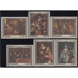 Paraguay 906/11 1967 Pinturas de Quentin Marées Rembrandt Jordaens Hals y Steen MNH