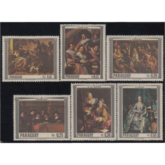 Paraguay 906/11 1967 Pinturas de Quentin Marées Rembrandt Jordaens Hals y Steen MNH