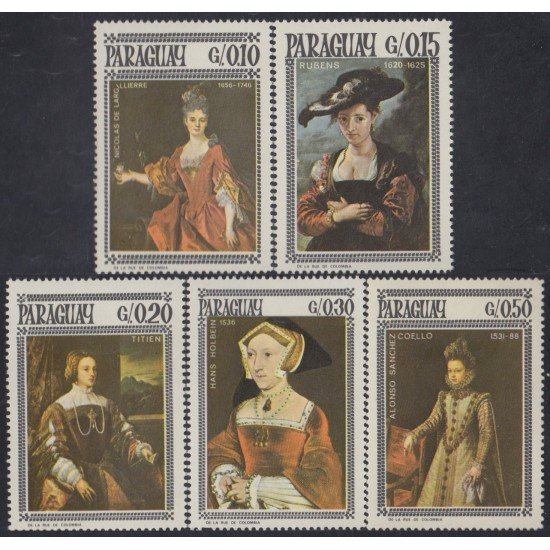 Paraguay 878/82 1967 Pinturas de Rubens y Titien MNH