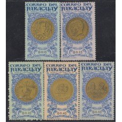 Paraguay 780/84 1965 Monedas y medallas diversas MNH Paraguay 780/84 1965 Monedas y medallas diversas MNH