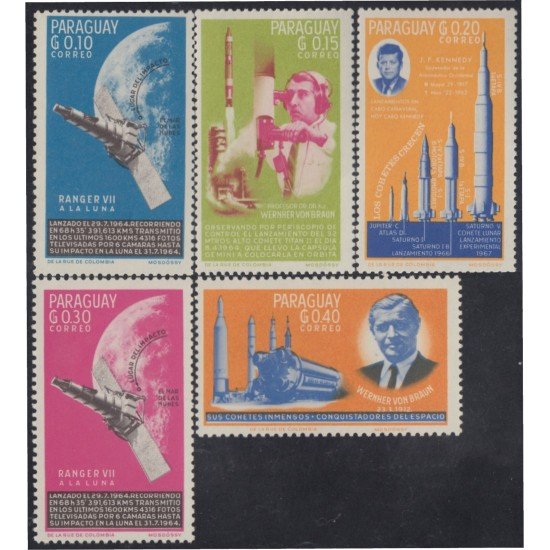 Paraguay 772/76 1964 Investigaciones espaciales MNH Paraguay 772/76 1964 Investigaciones espaciales MNH