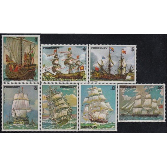 Paraguay 1727/33 1979 Pinturas de barcos y veleros boats MNH