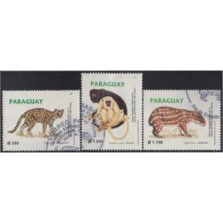Paraguay 2727/29 1997 Animales Yaguareté Akuti pac Karayá usados Paraguay 2727/29 1997 Animales Yaguareté Akuti pac Karayá usados