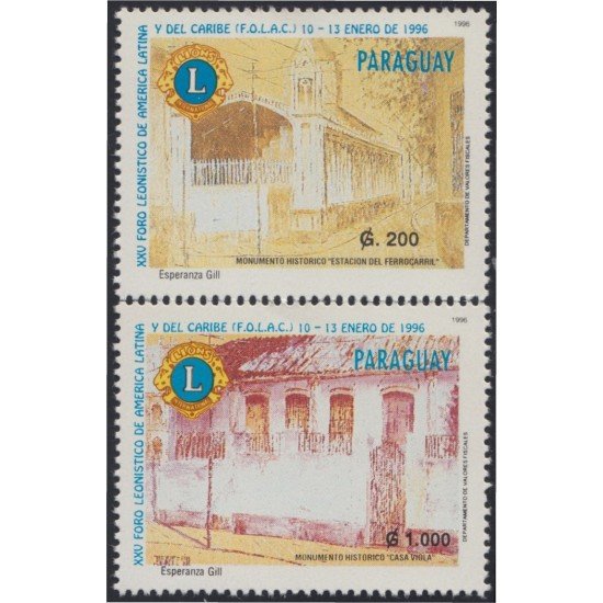 Paraguay 2704/05 1996 Lions Club Monumentos históricos MNH
