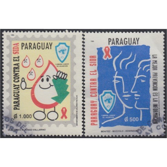 Paraguay 2681/82 1995 Lucha contra el Sida usados Paraguay 2681/82 1995 Lucha contra el Sida usados