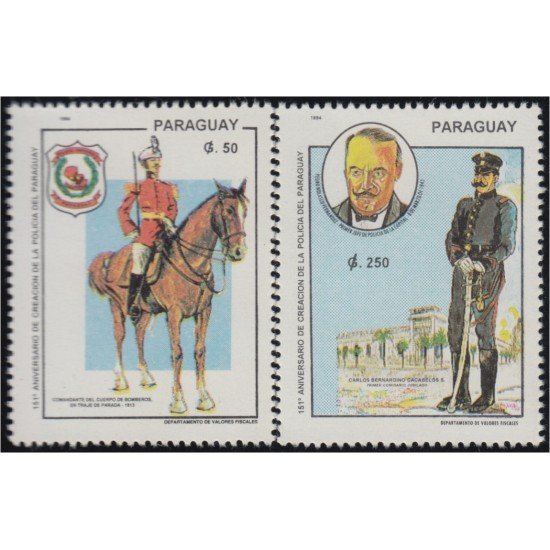 Paraguay 2662/63 1994 151º Aniversario de la creación de la policía paraguayense MNH Paraguay 2662/63 1994 151º Aniversario de la creación de la policía paraguayense MNH