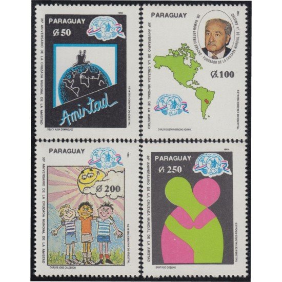 Paraguay 2621/24 1993 35º Aniversario de la cruzada mundial de la amistad MNH