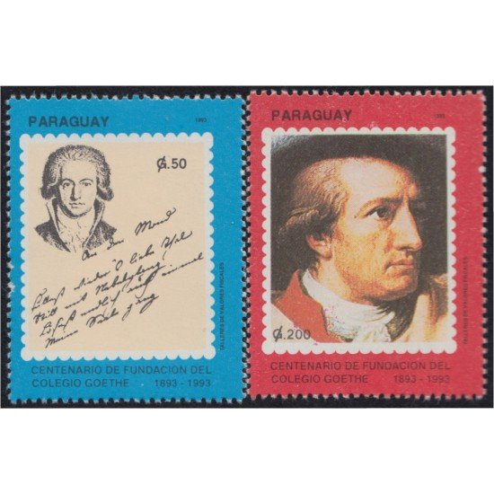 Paraguay 2611/12 1993 Centenario de fundación del Colegio Goethe MNH Paraguay 2611/12 1993 Centenario de fundación del Colegio Goethe MNH