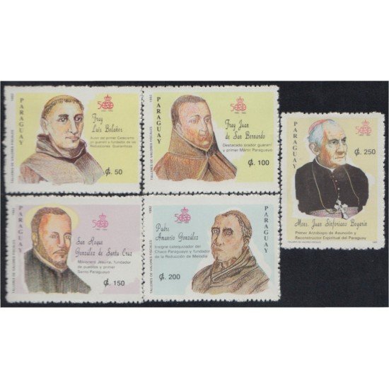 Paraguay 2586/90 1992 500º Aniversario del descubrimiento de América por Cristóbal Colón MNH Paraguay 2586/90 1992 500º Aniversario del descubrimiento de América por Cristóbal Colón MNH