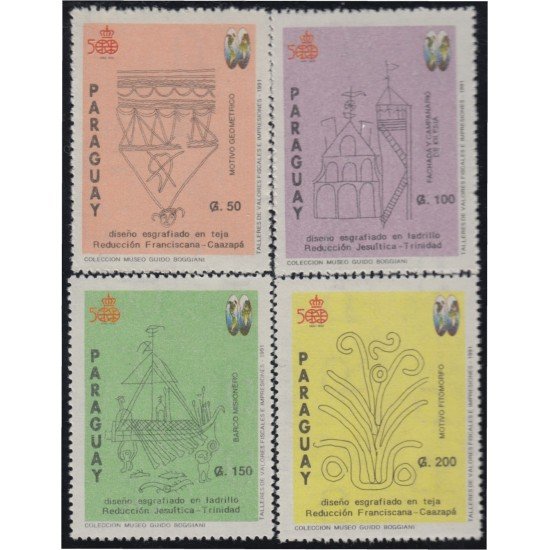 Paraguay 2563/66 1991 Diseños esgrafiados MNH Paraguay 2563/66 1991 Diseños esgrafiados MNH