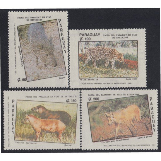 Paraguay 2559/62 1991 Fauna paraguaya en vías de extinción MNH Paraguay 2559/62 1991 Fauna paraguaya en vías de extinción MNH