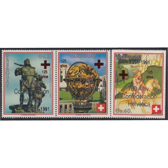 Paraguay 2548/50 1991 700 Aniversario de Confederación helvética MNH Paraguay 2548/50 1991 700 Aniversario de Confederación helvética MNH