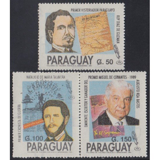 Paraguay 2536/38 1991 Escritores paraguayos célebres MNH Paraguay 2536/38 1991 Escritores paraguayos célebres MNH