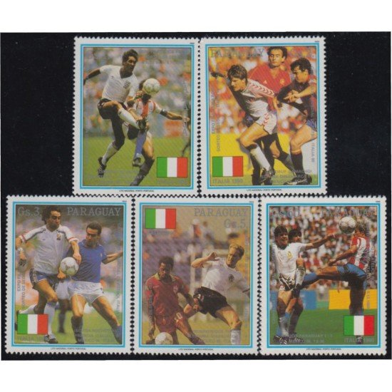 Paraguay 2466/70 1989 Copa del mundo de fútbol en Italia exposición en Roma MNH