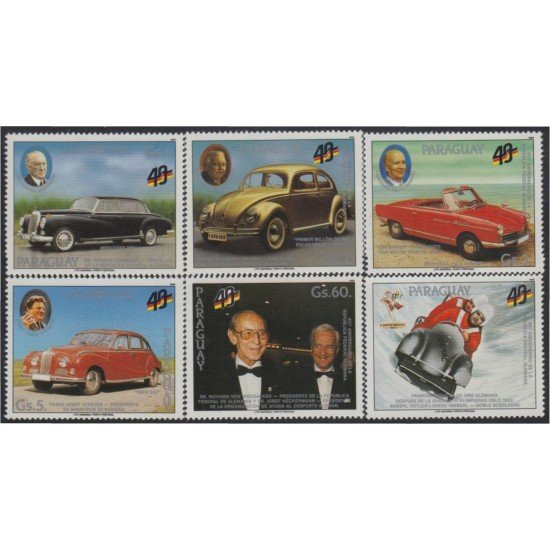 Paraguay 2429/33 1989 Coches alemanes MNH Paraguay 2429/33 1989 Coches alemanes MNH