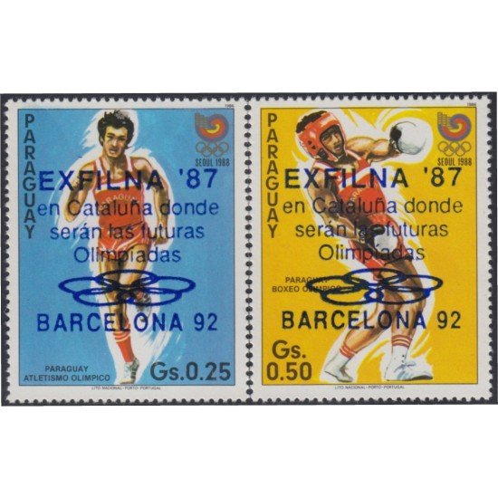 Paraguay 2320/21 1987 Exfilna 87 Exposición Filatélica Nacional Española en Gerona MNH Paraguay 2320/21 1987 Exfilna 87 Exposición Filatélica Nacional Española en Gerona MNH