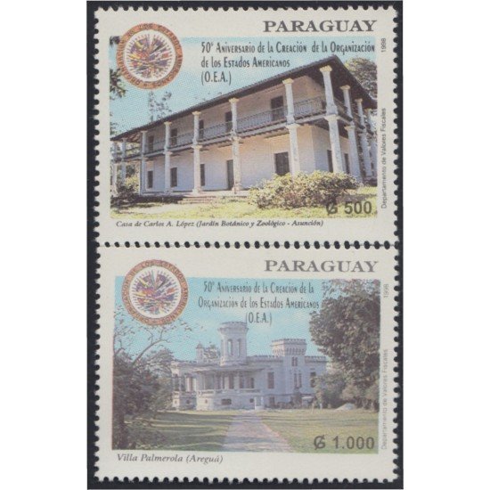 Paraguay 2756/57 1998 Casa de Carlos A. López Villa Palmerola MNH Paraguay 2756/57 1998 Casa de Carlos A. López Villa Palmerola MNH