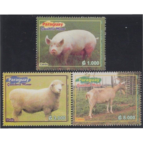 Paraguay 2868/70 2002 Ganadería menor Cabra Cerdo Oveja MNH