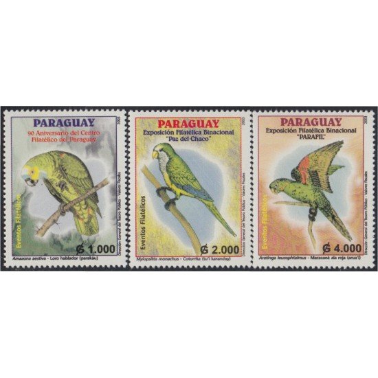 Paraguay 2865/67 2002 Animales Loro hablador Cotorrita Maracaná ala roja MNH Paraguay 2865/67 2002 Animales Loro hablador Cotorrita Maracaná ala roja MNH