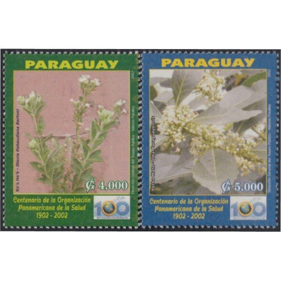 Paraguay 2856/57 2002 Centenario organización panamericana de la salud flores flowers MNH